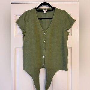 J.Crew Green Tie Front Shirt